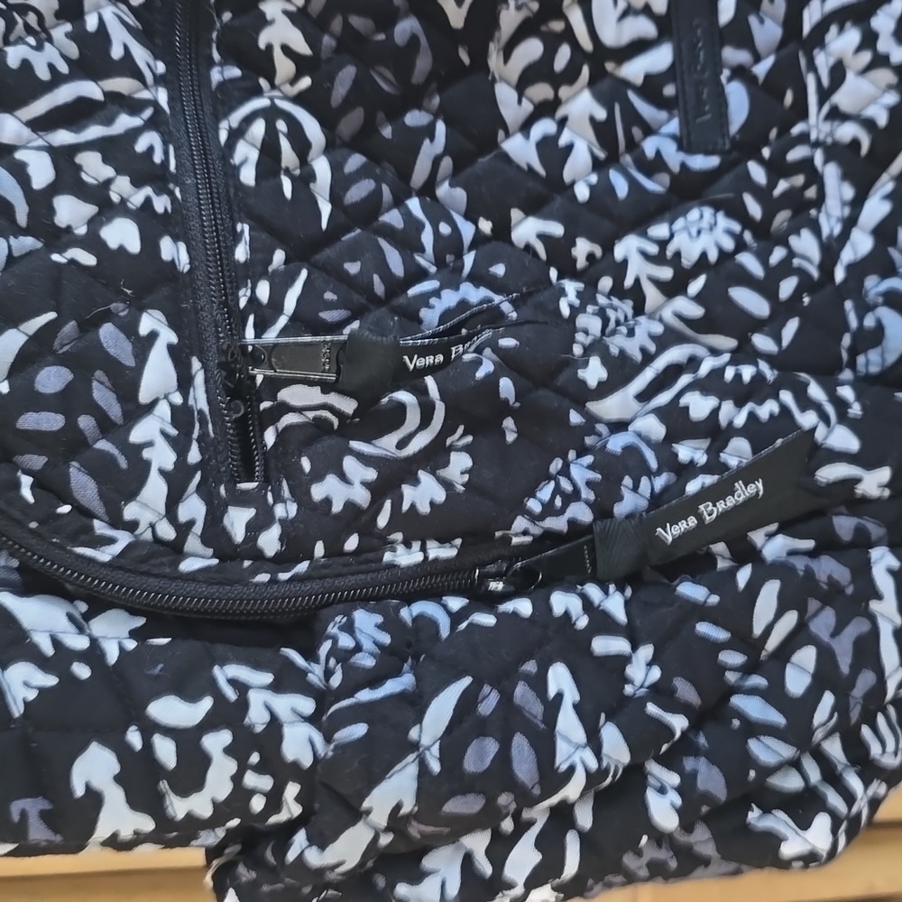 Vera Bradley Black and White Paisley Essential Large Backpack - Picture 3 of 11